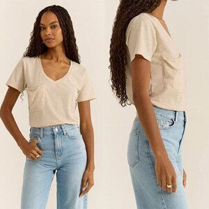 NWT Z Supply The Pocket Tee Short Sleeve Vneck Light Oatmeal Heather Size: XS